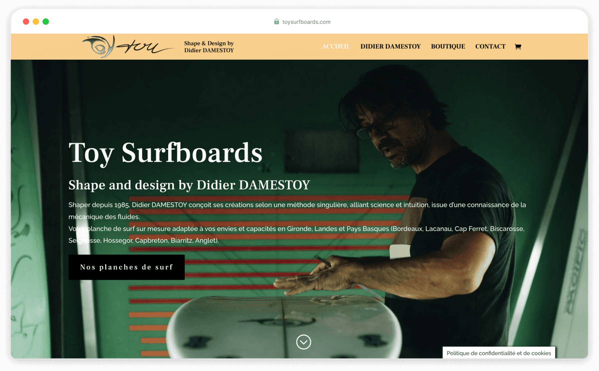 Toy Surfboards, design and creation of an e-commerce website